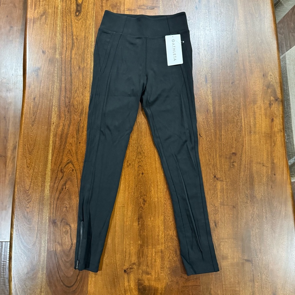 Athleta Delancey Skyline Tight Leggings Zipper Ankle Athletic Black XS NEW